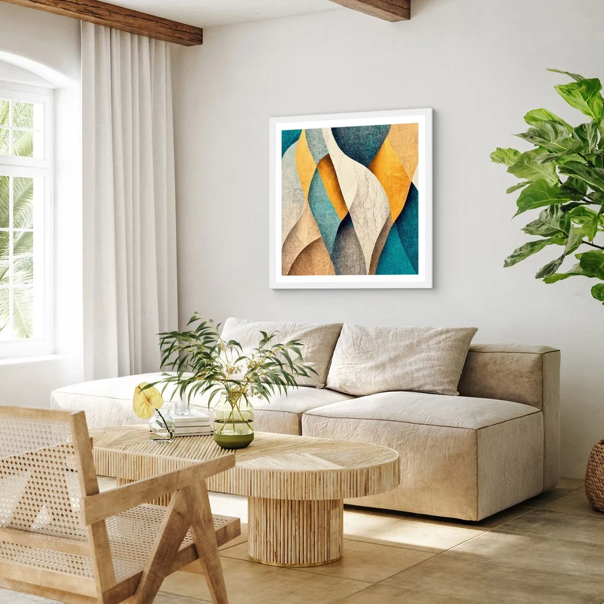 Poster in een witte lijst - Ritme en beweging - 40x40 cm