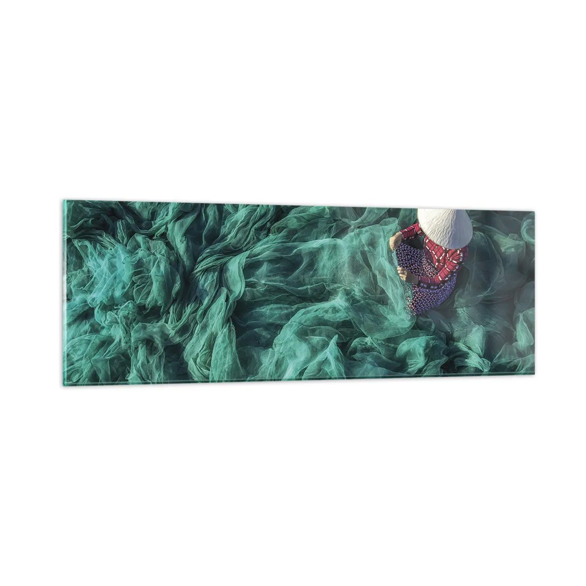 Schilderen op glas - In een zee van netten - 90x30 cm