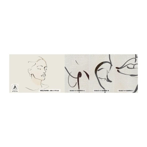 Fotobehang Monster Premium Canvas - Een bepaalde lijn - Abstractie, Het gezicht van de vrouw, Lijn kunst - 100x30 cm