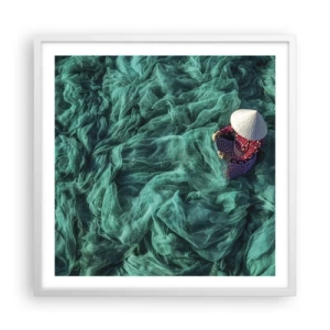 Poster in een witte lijst - In een zee van netten - 60x60 cm