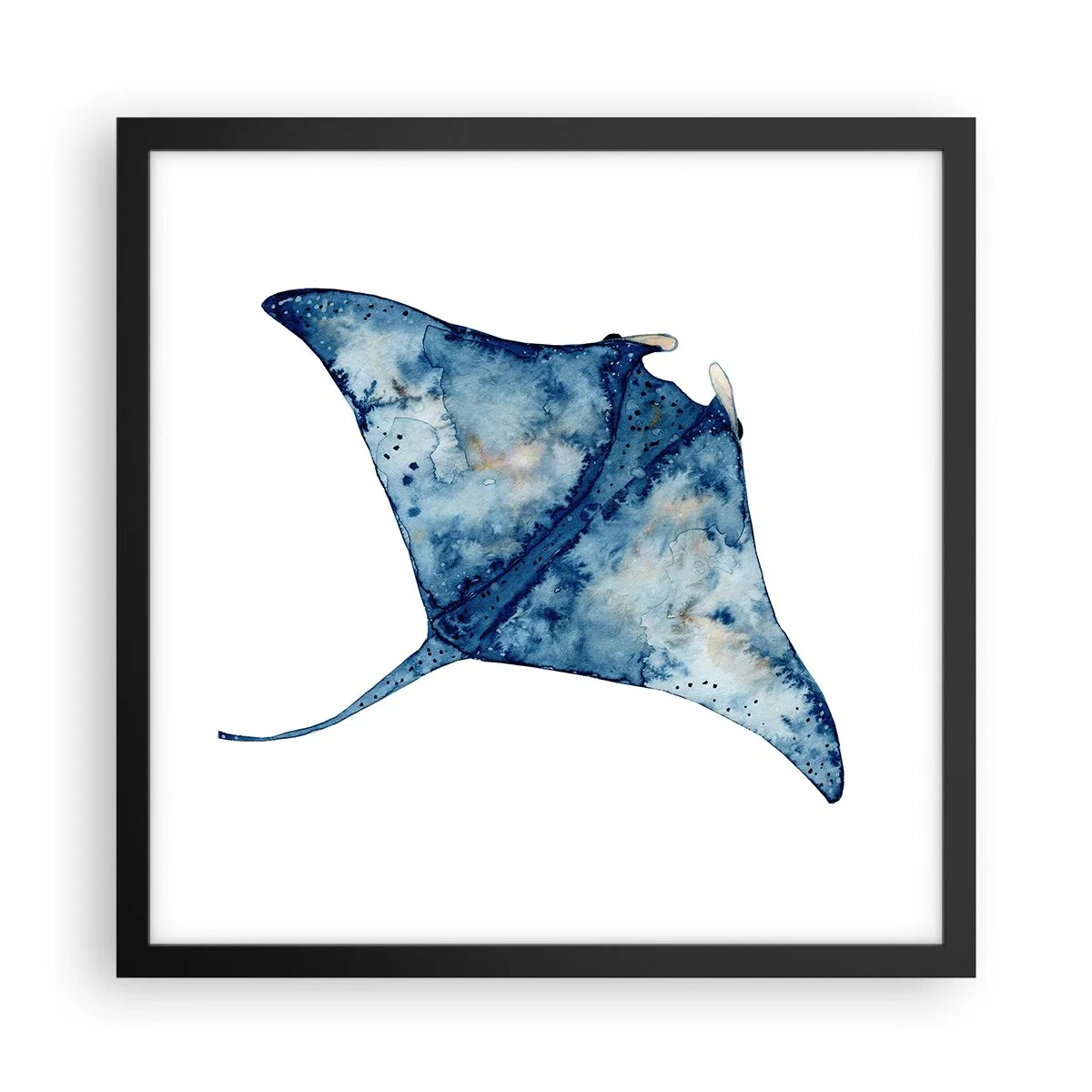 Poster in een zwarte lijst - Leven in blauw - 40x40 cm