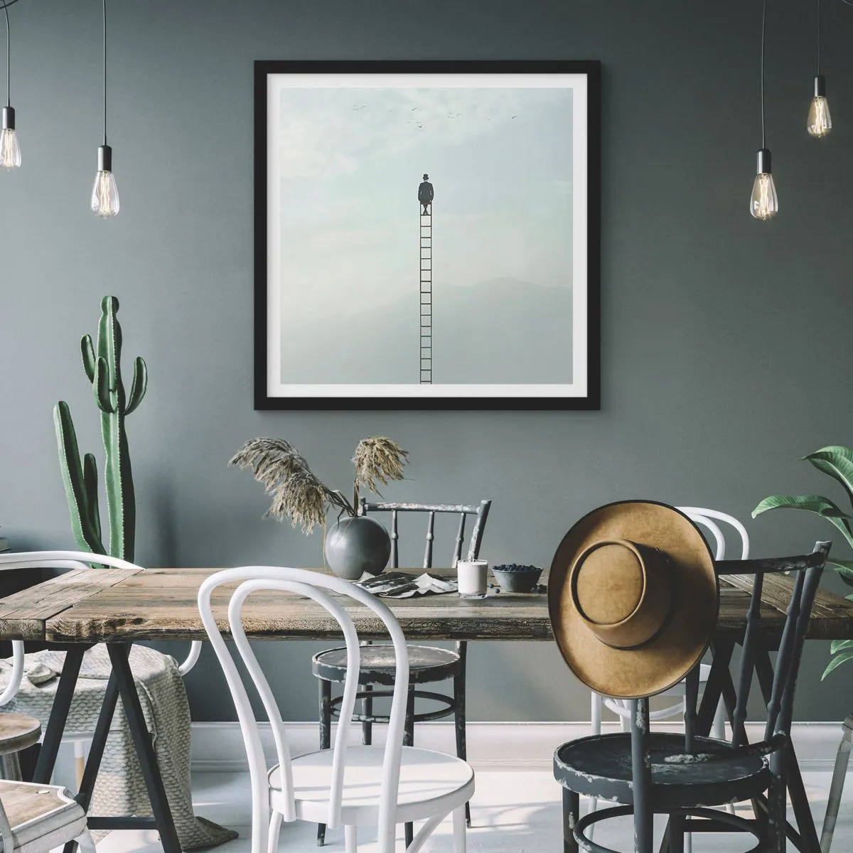 Poster in een zwarte lijst - Stap verder op! - 30x30 cm