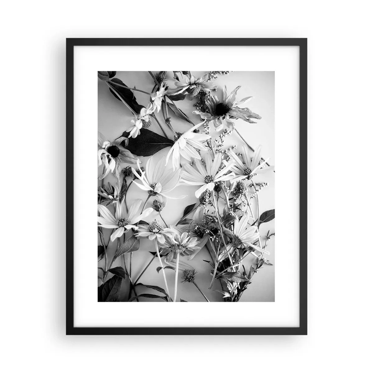 Poster in een zwarte lijst - Niet-boeket bloemen - 40x50 cm