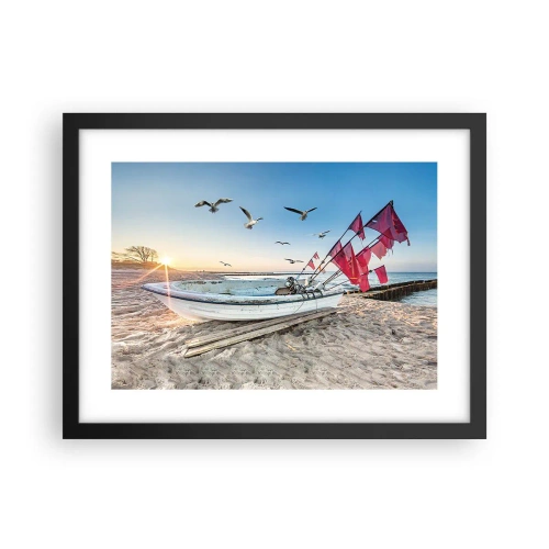 Poster in een zwarte lijst - Een welverdiende rust - 40x30 cm