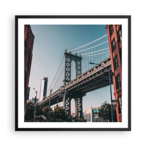 Poster in een zwarte lijst - Over de golven van de stad - 60x60 cm