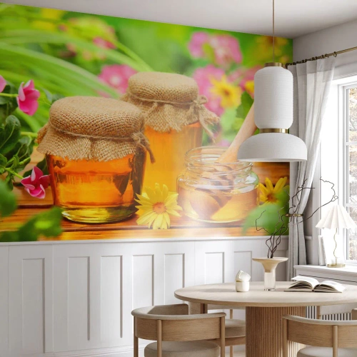 Fotobehang Premium Canvas - Zoet en bloemig - Gastronomie, Honing, Bloemen - 200x140 cm