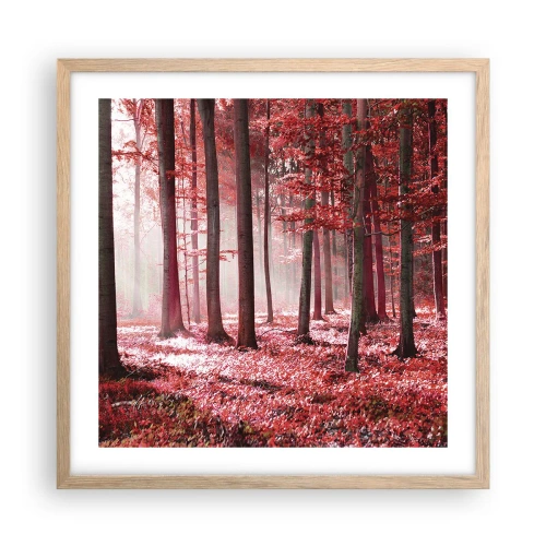 Een poster in een licht eiken lijst - Rood is net zo mooi - 50x50 cm