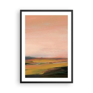 Poster in een zwarte lijst - Abstract landschap in warme zonsondergangtinten - 50x70cm - In roze tinten - Moderne wanddecoratie voor woonkamer en slaapkamer ARTTOR