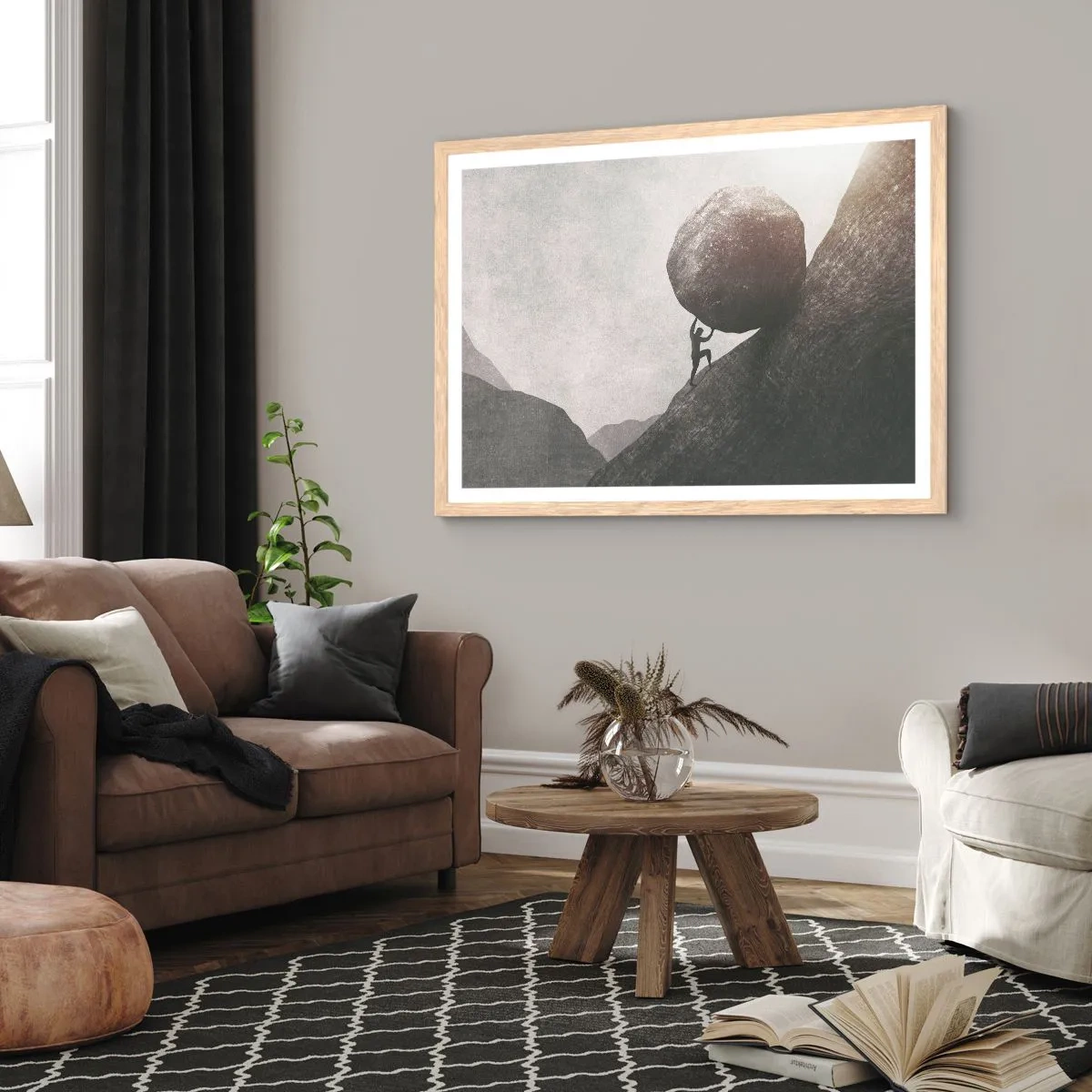 Een poster in een licht eiken lijst - Ik geloof tegen alle hoop in - 50x40 cm