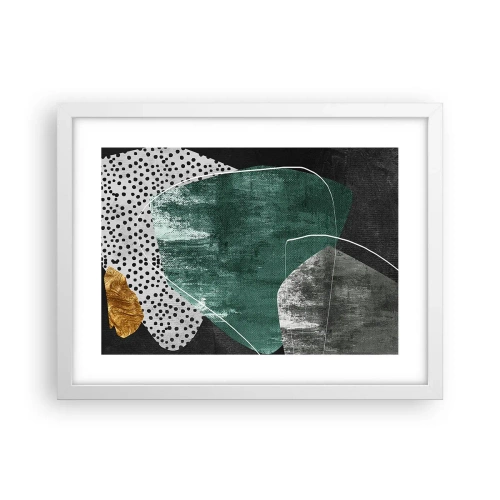 Poster in een witte lijst - Kleurrijke abstractie met bladgoud - 40x30 cm