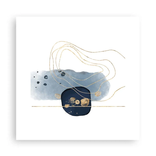 Poster - Blauw en goud fantasie - 30x30 cm