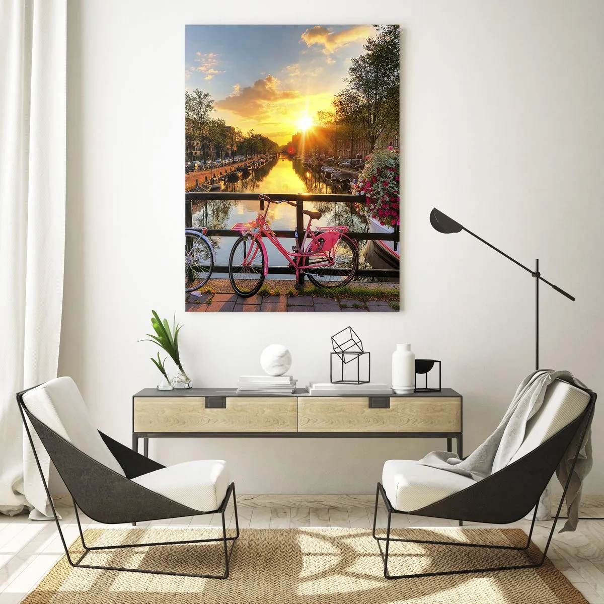 Schilderen op glas - Lenteochtend in Amsterdam - 50x70 cm