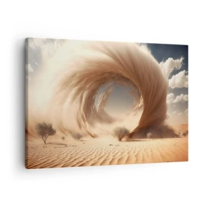 Schilderen op canvas - Dynamische zandwerveling in een woestijn met bomen - 70x50cm - Open portaal - Moderne wanddecoratie voor woonkamer en slaapkamer ARTTOR
