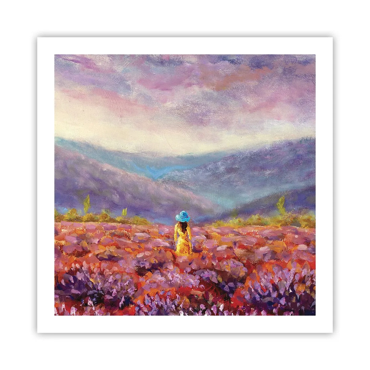 Poster - In een lavendelwereld - 60x60 cm
