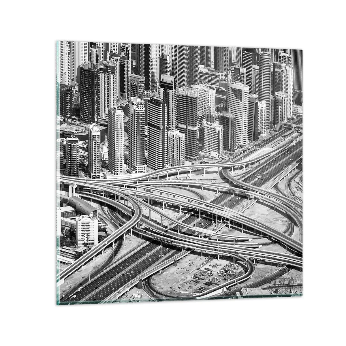 Schilderen op glas - Dubai - de onmogelijke stad - 70x70 cm