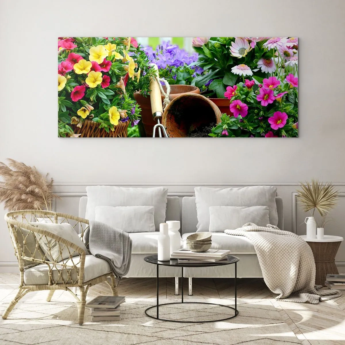 Schilderen op glas - Zofia's tuin - 90x30 cm
