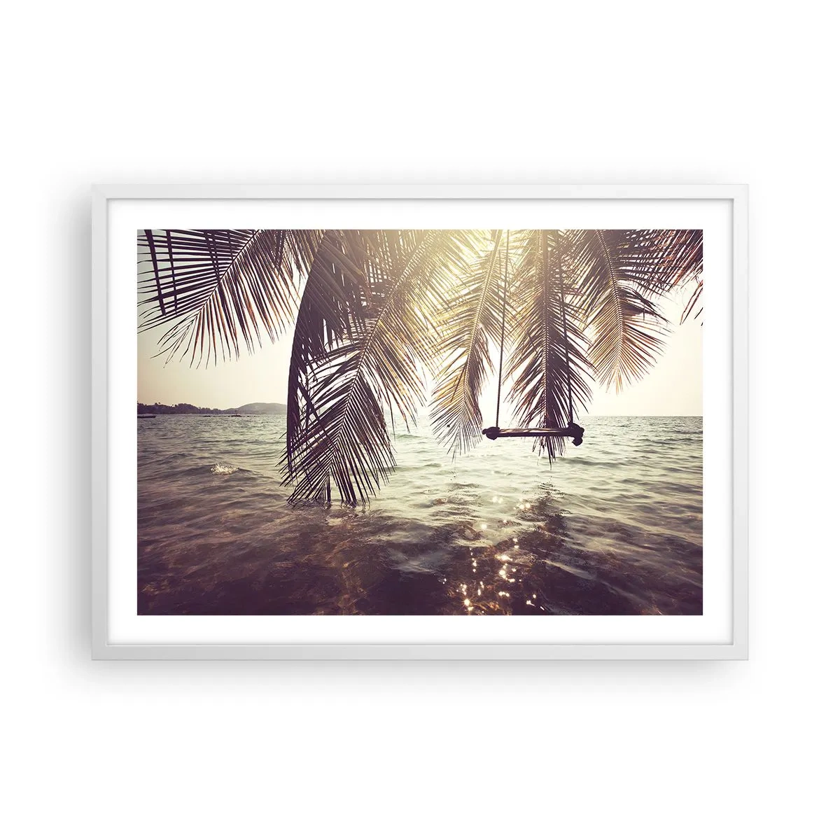 Poster in een witte lijst - Je kunt naar believen in de wolken slingeren - 70x50 cm