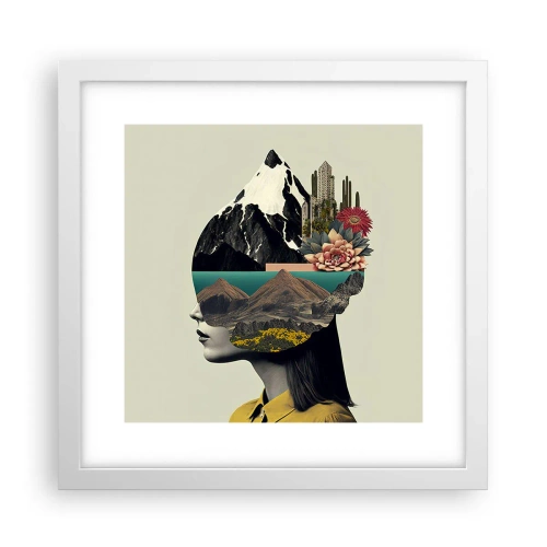 Poster in een witte lijst - Vrouw – altijd een mysterie - 30x30 cm