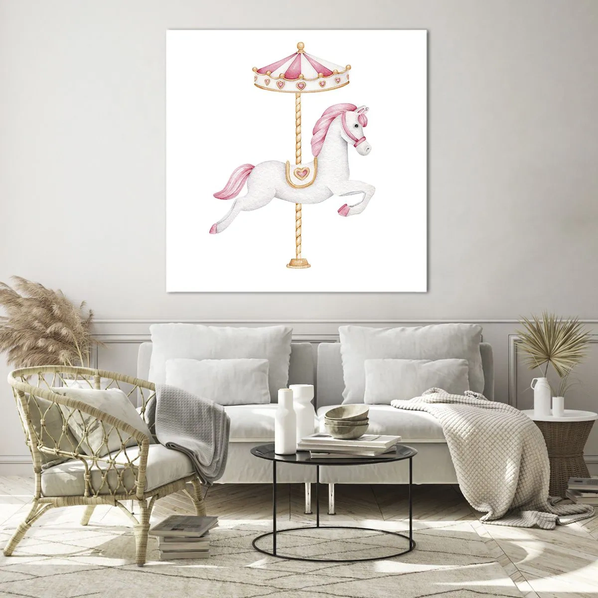 Schilderen op glas - Hij raakte de grond rennend - 60x60 cm