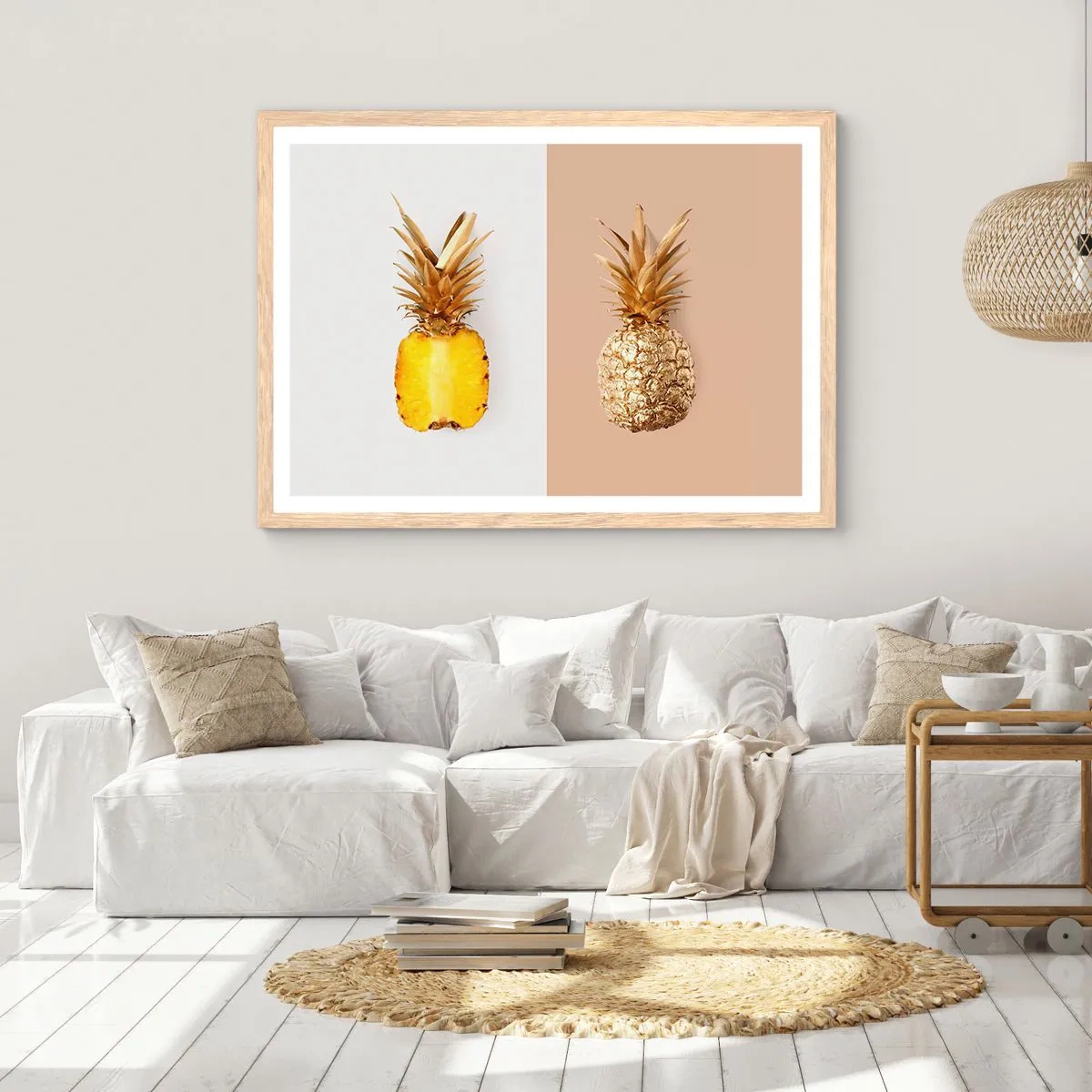 Een poster in een licht eiken lijst - Ananas voor ons - 70x50 cm