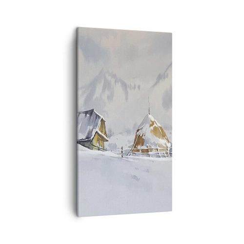 Schilderen op canvas - In een besneeuwde vallei - 45x80 cm