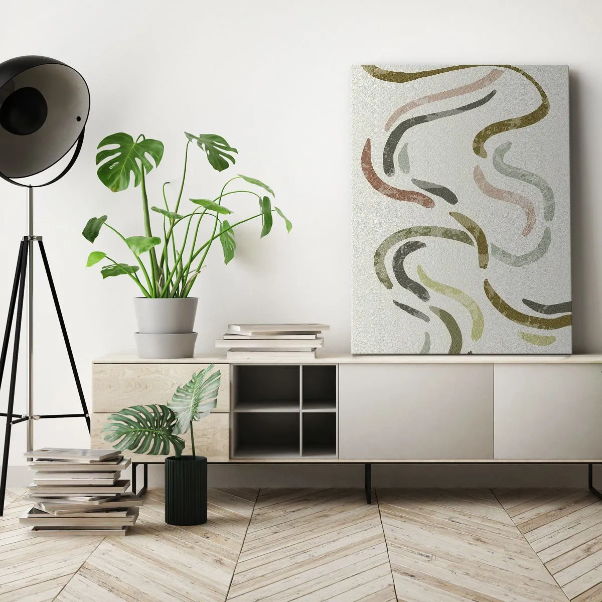 Schilderen op canvas - Een vrolijke dans van abstractie - 45x80 cm