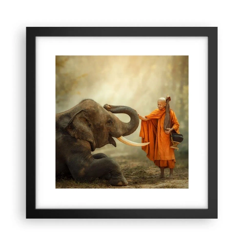 Poster in een zwarte lijst - Ontmoeting tijdens een reis - 30x30 cm