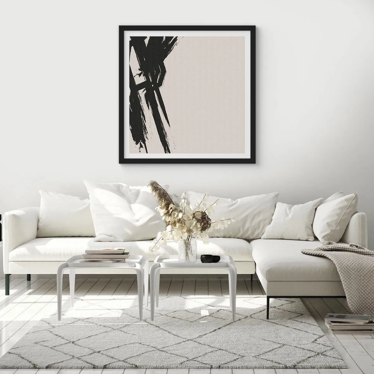 Poster in een zwarte lijst - Onstuitbare haast - 40x40 cm