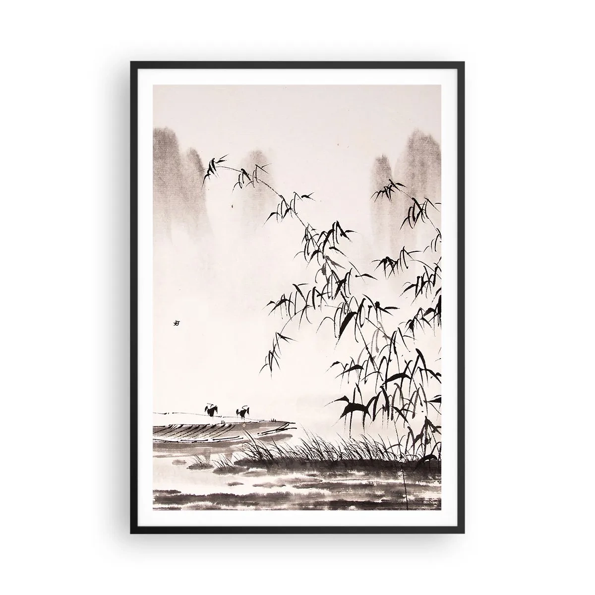 Poster in een zwarte lijst - De stilte van de rijstvelden - 70x100 cm