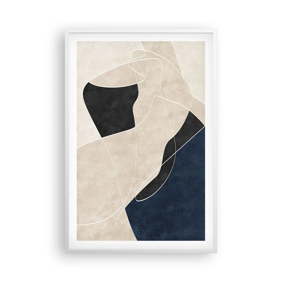 Poster in een witte lijst - Abstracte compositie – kleurcontrast - 61x91 cm