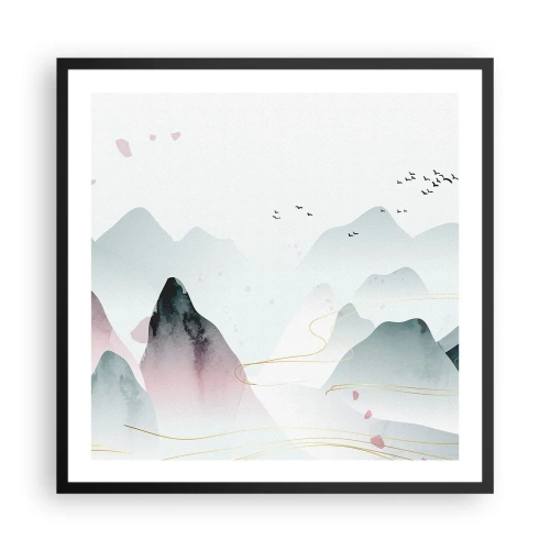 Poster in een zwarte lijst - Over de toppen - 60x60 cm