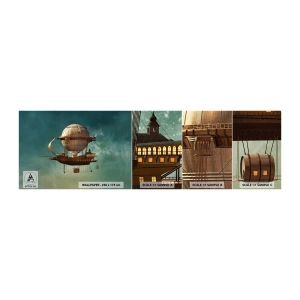 Fotobehang Monster Zelfklevend Deluxe Sticker - Jules Verne groet - Retro, Reis, Ballon - 100x30 cm
