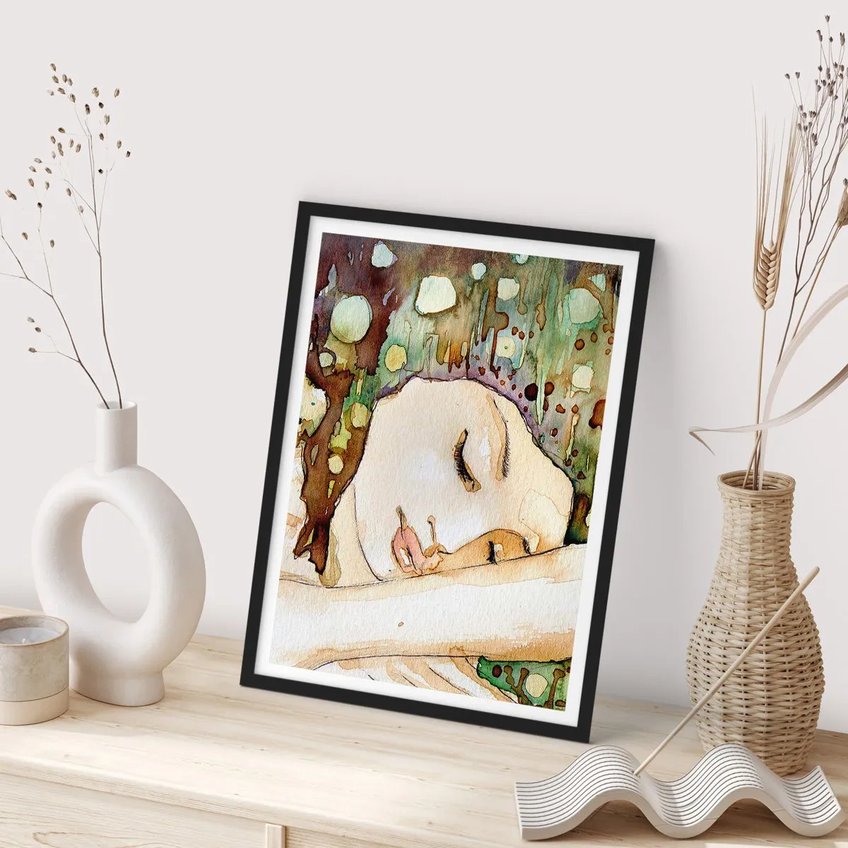 Poster in een zwarte lijst - Een smaragd-violette droom - 40x50 cm