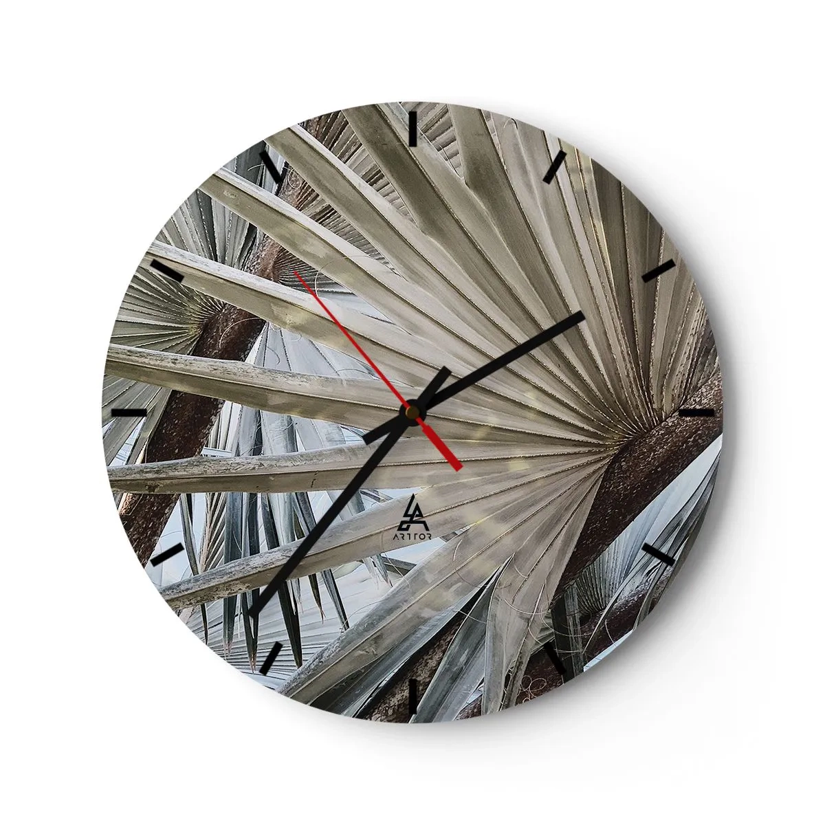 Wandklok - Klok - Close-up van waaierpalmbladeren - 30x30cm - Fans in de tropen - Moderne wanddecoratie voor woonkamer, keuken en slaapkamer ARTTOR