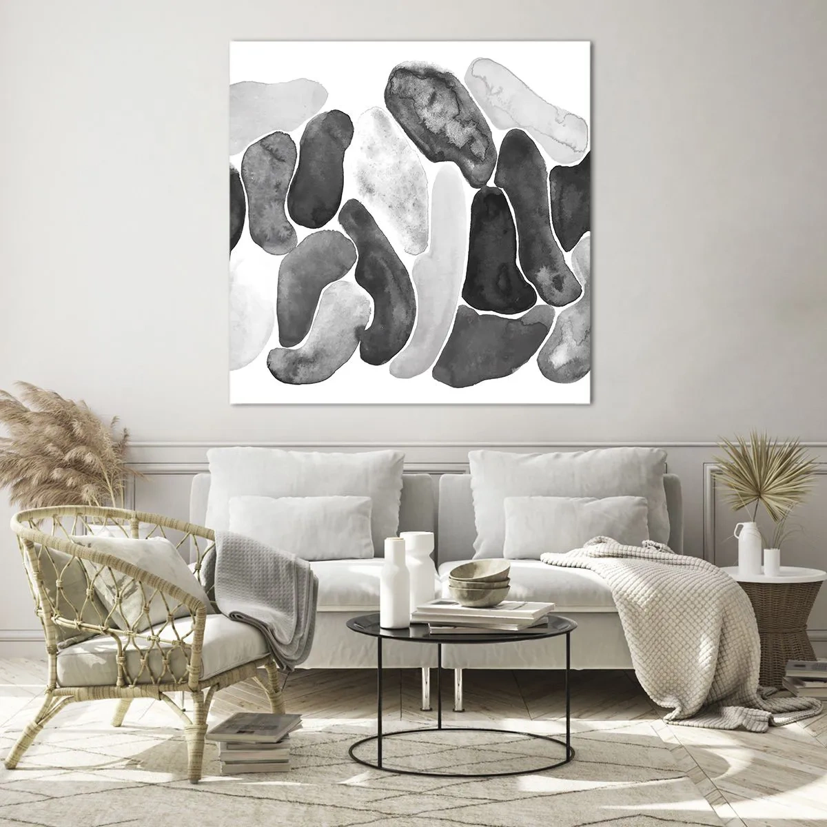 Schilderen op glas - Rotsachtige abstractie - 70x70 cm