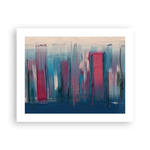 Poster - Verticale compositie in blauw en rood - 50x40 cm