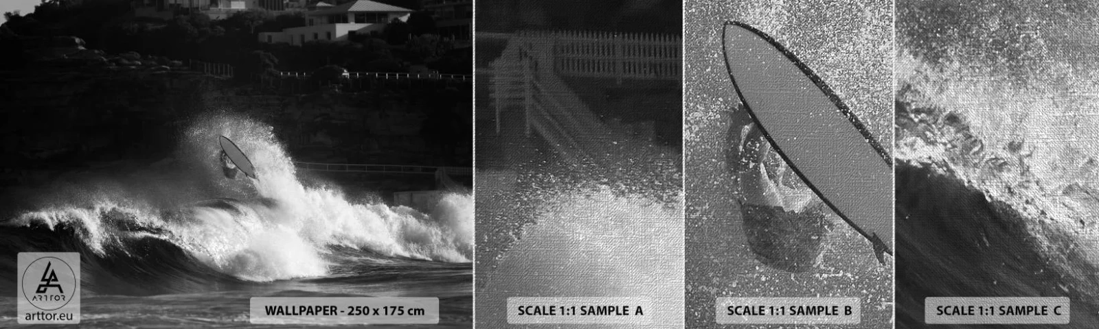 Fotobehang Monster Premium Canvas - Uitdaging aanvaard! - Surfen, Golf, Watersport - 100x30 cm