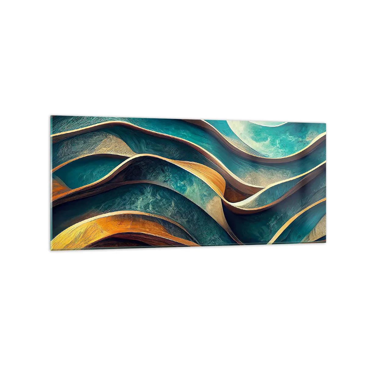 Schilderen op glas - Meanders van blauw - 120x50 cm