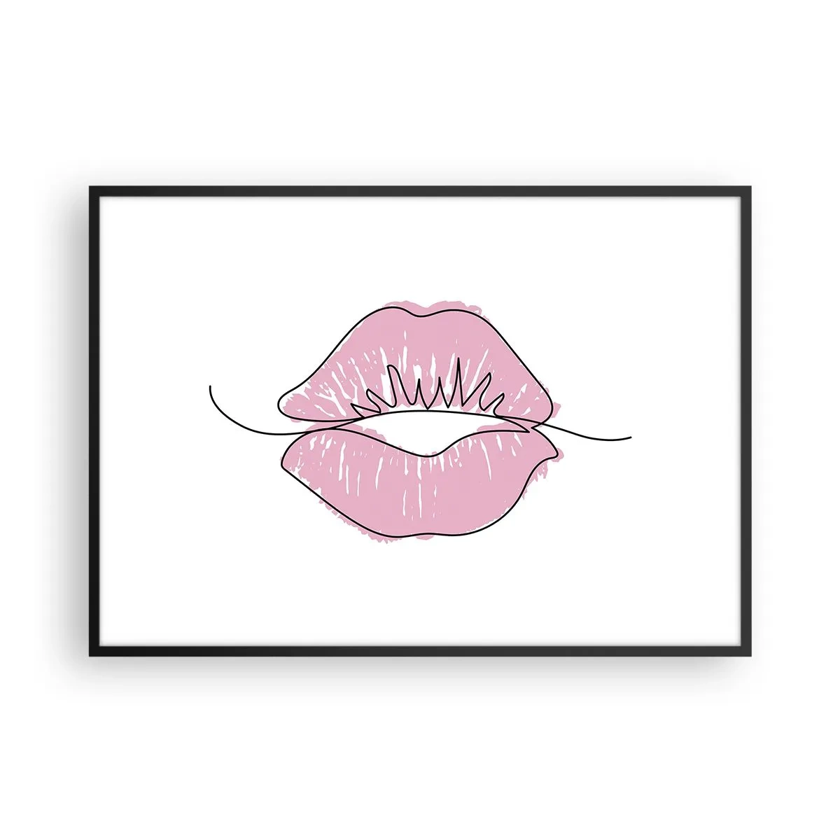 Poster in een zwarte lijst - Klaar om te kussen? - 100x70 cm