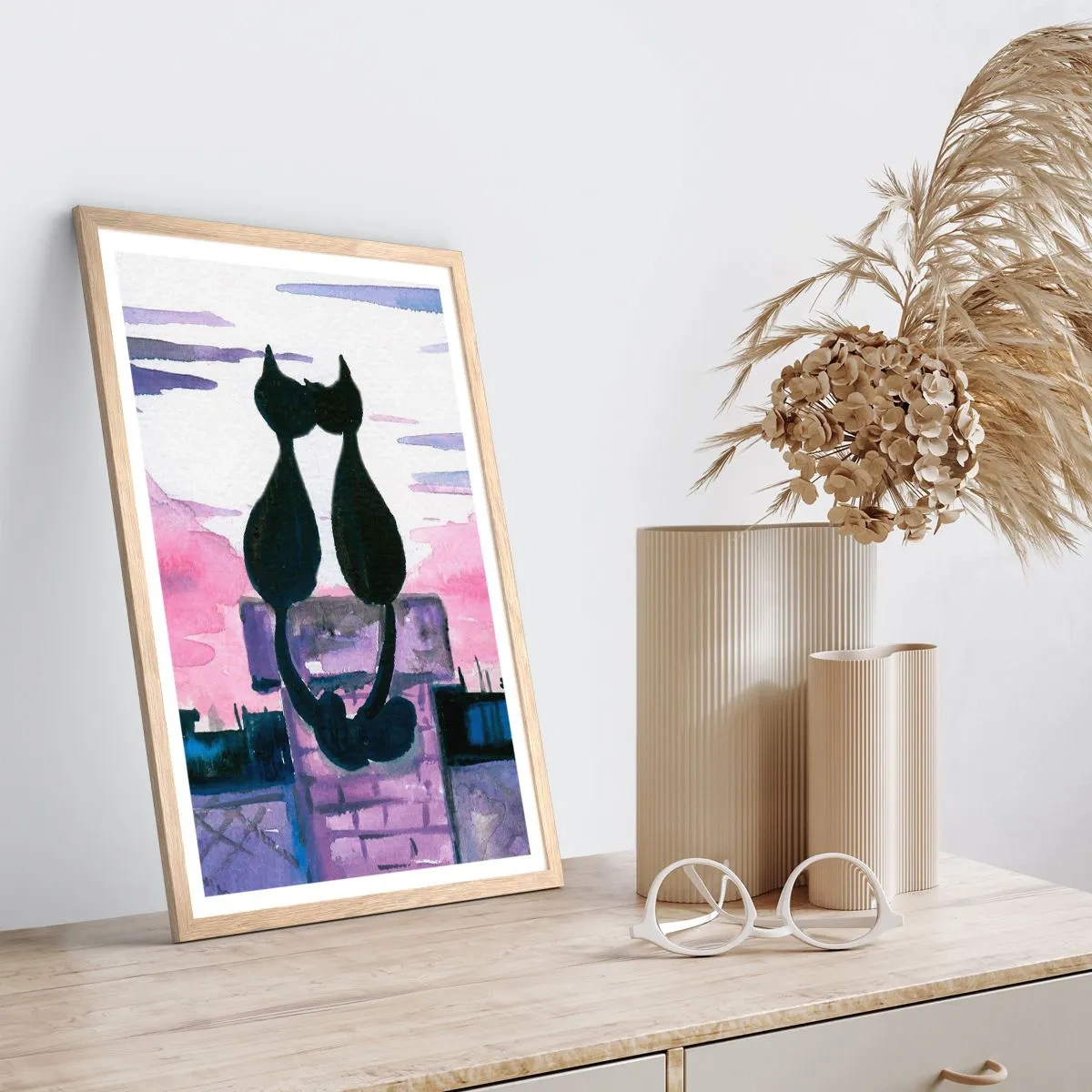 Een poster in een licht eiken lijst - Afspraak onder de maan - 40x50 cm