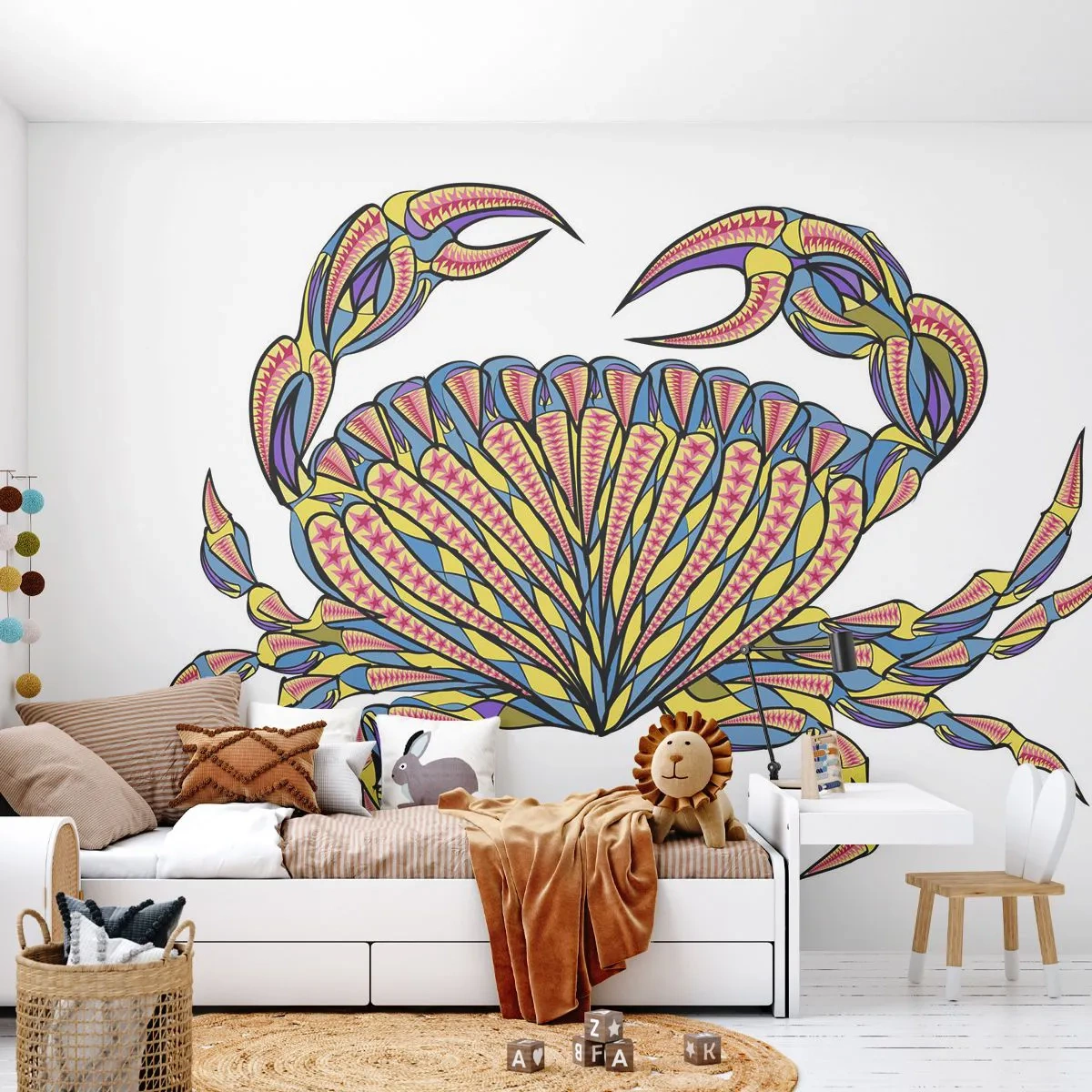 Fotobehang Premium Sand - Zee sieraden - Krab, Voor kinderen, Grafisch - 100x70 cm