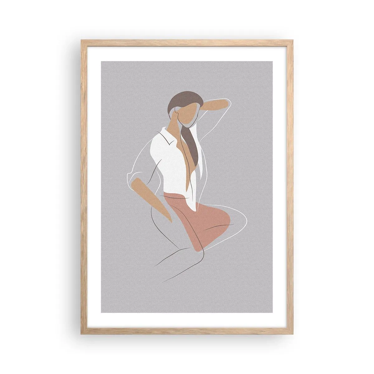 Een poster in een licht eiken lijst - Omtrek van gracieusheid - 50x70 cm