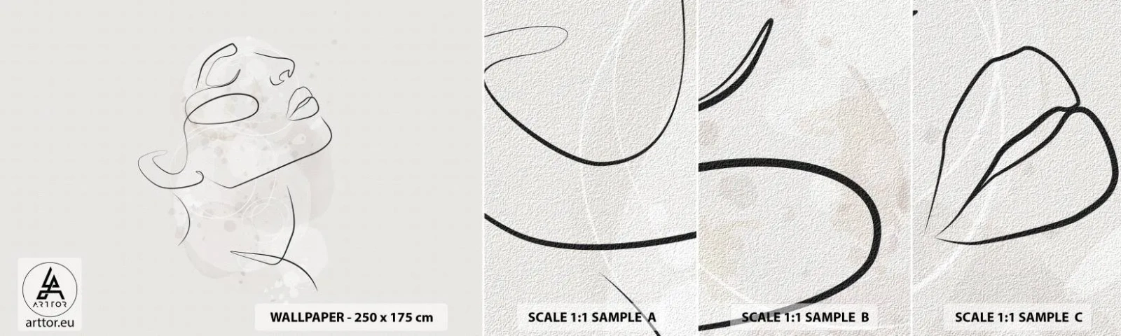 Fotobehang Monster Zelfklevend Deluxe Sticker - De omtrek van een droom - Het gezicht van de vrouw, Vrouw, Grafisch - 100x30 cm