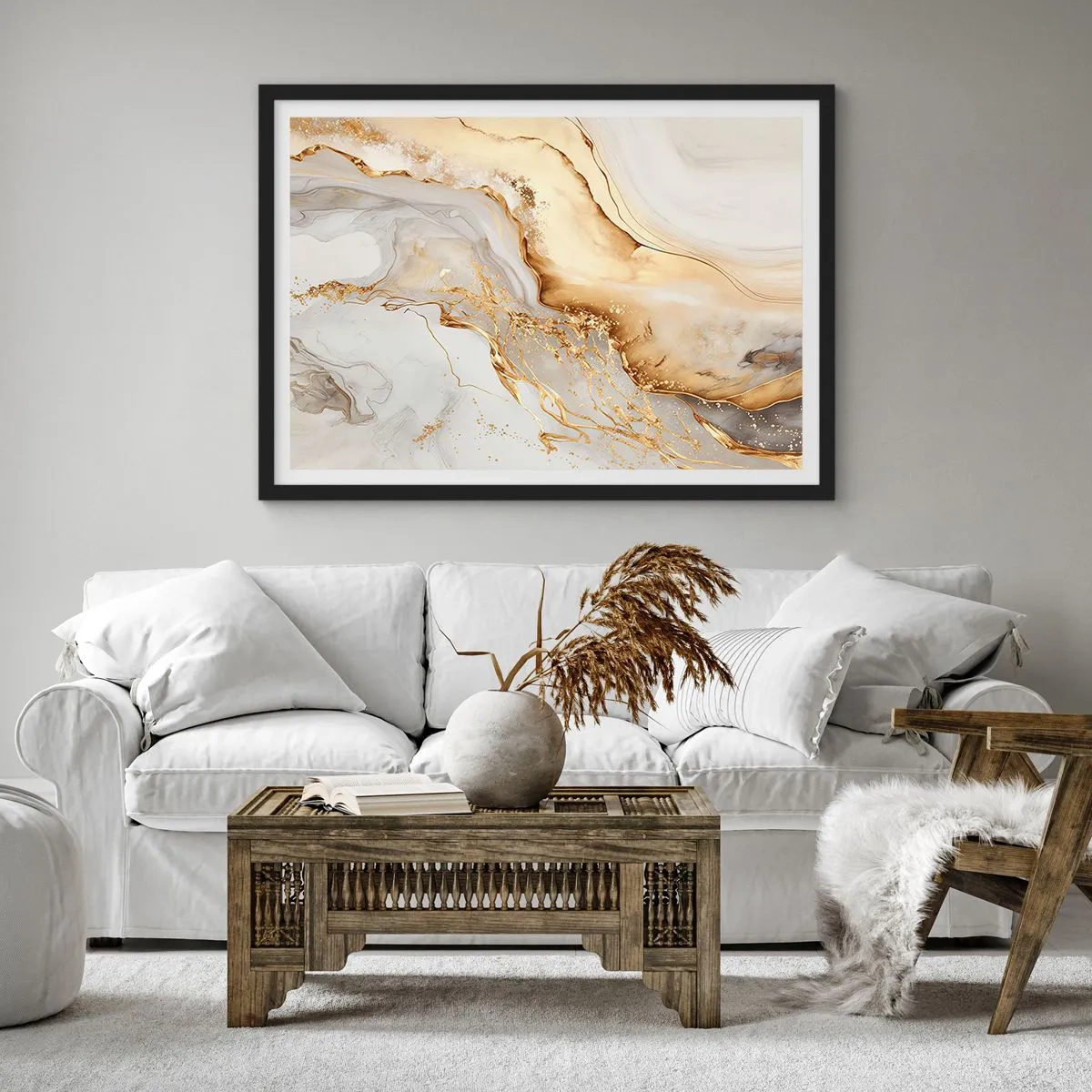 Poster in een zwarte lijst - Abstractie: schoonheid en goedheid - 70x50 cm