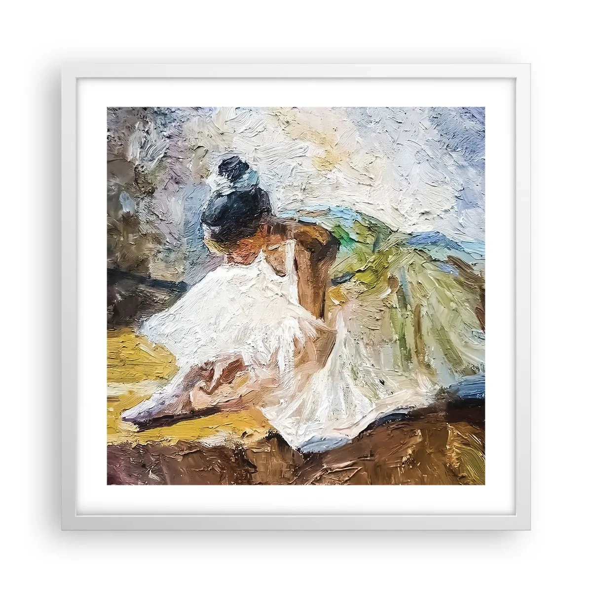 Poster in een witte lijst - Naar een schilderij van Degas - 50x50 cm