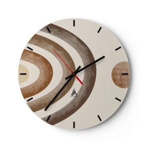 Wandklok - Klok - Abstracte patronen in tinten bruin en beige op een crèmekleurige achtergrond - 30x30cm - In een sterrenstelsel ver, ver weg - Moderne wanddecoratie voor woonkamer, keuken en slaapkamer ARTTOR