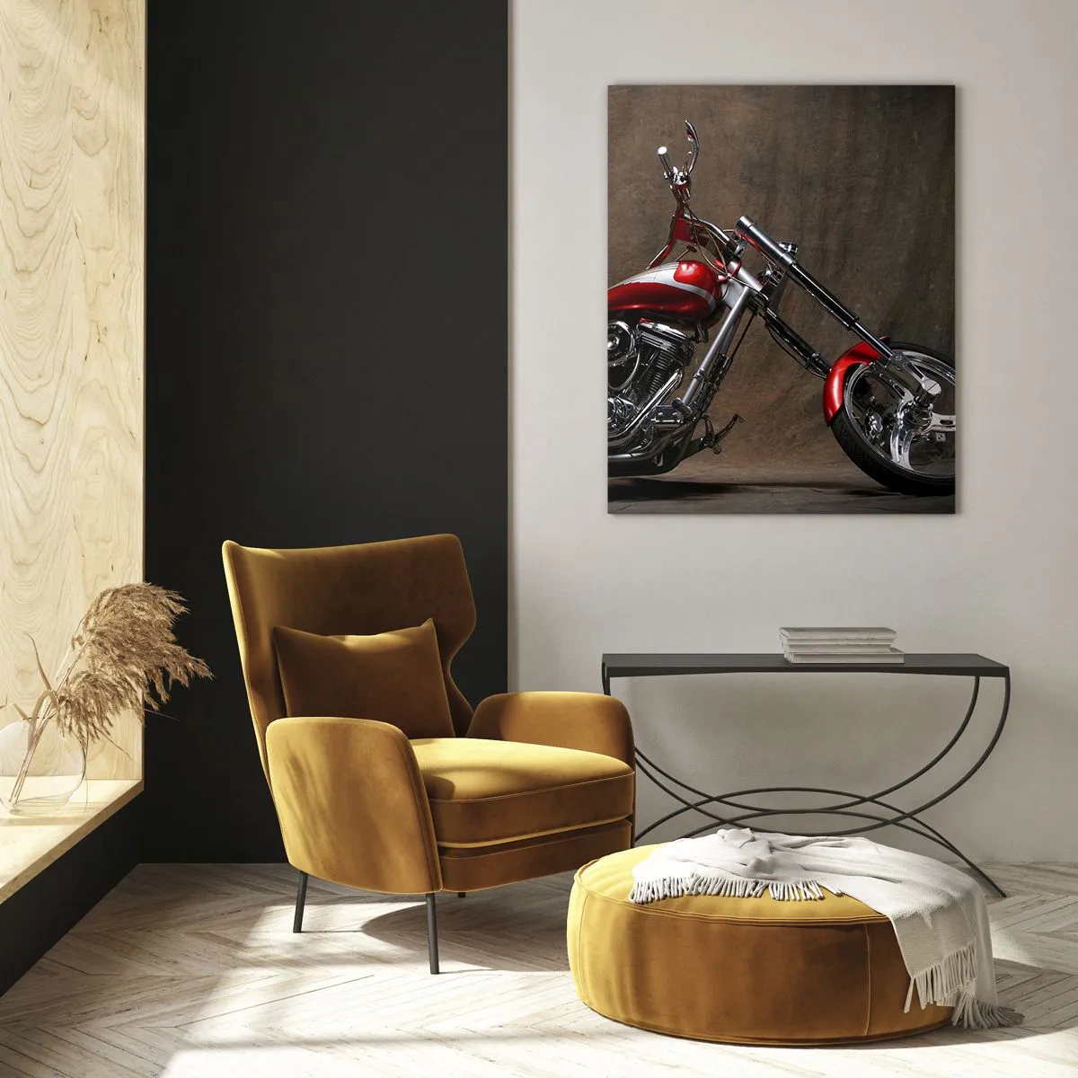 Schilderen op glas - Rode en zilveren schoonheid - 50x70 cm