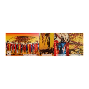 Fotobehang Monster Premium Canvas - Daar, daar, daar gaan ze - Deel, Mensen, Afrika - 100x30 cm