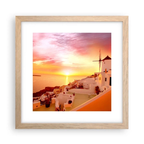 Een poster in een licht eiken lijst - Spreiden in wit en goud - 30x30 cm
