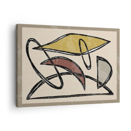 Schilderen op canvas - Abstractie met geometrische vormen en gedempte kleuren - 70x50cm - Verticale en horizontale lijnen - Moderne wanddecoratie voor woonkamer en slaapkamer ARTTOR